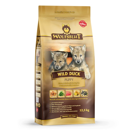 WOLFSBLUT Wild Duck Puppy Entenfleisch mit Kartoffeln Hundetrockenfutter